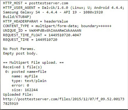 Cordova File Transfer Upload Server Response