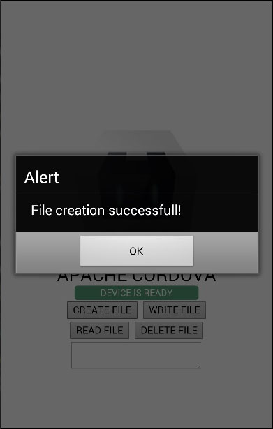 Cordova File Create