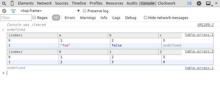 table-arrays