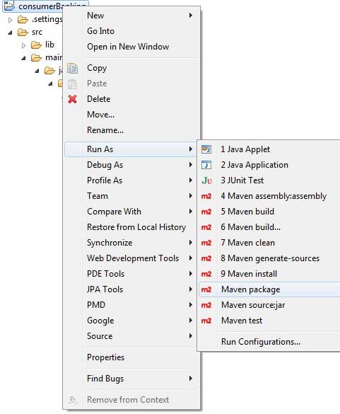 Run maven command using run as optio