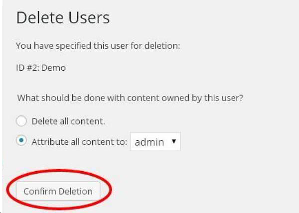 WordPress delete User